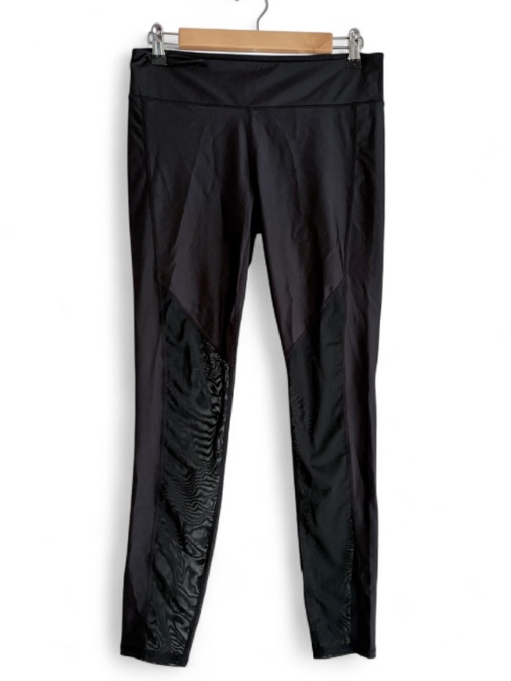 Fabletics Black Mesh Inset Ankle Leggings Size M